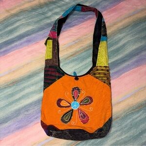 India boutique Slouch Shoulder Bag Embroidered Multicolor Hippie Bohemian Y2K